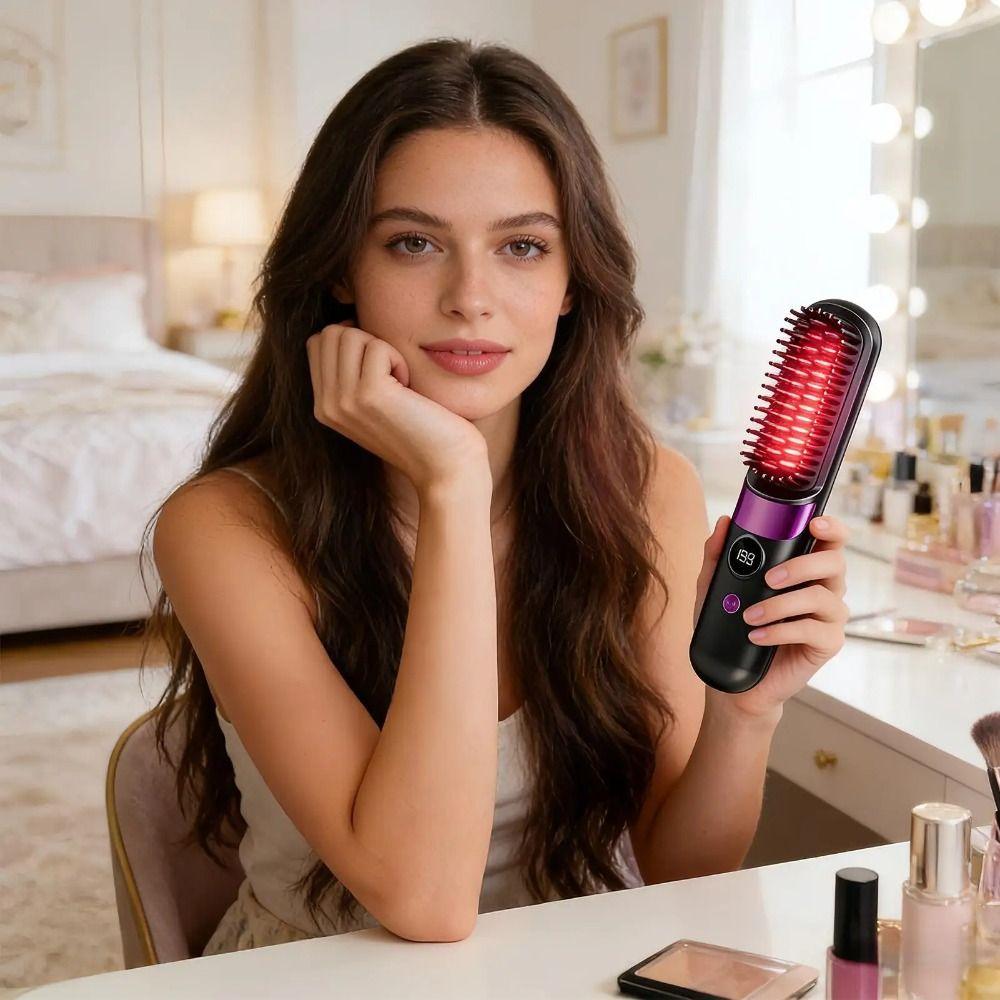 LCD Display Portable Hair Straightener Ceramic Coating Electric Straightening Comb Family Use
