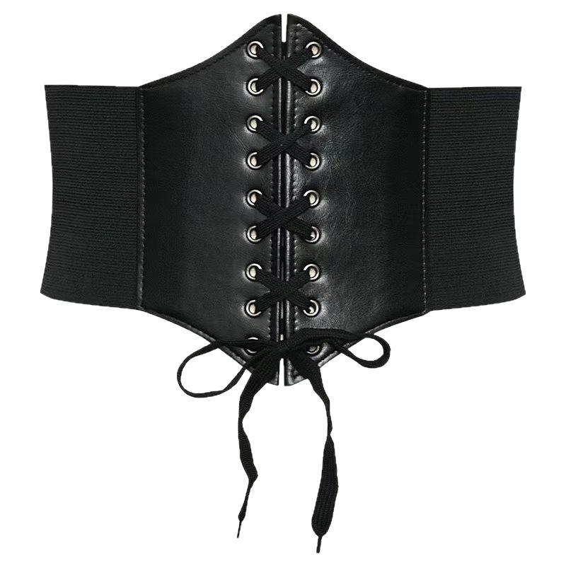 1PC Delicate Texture Elegant Posture Soft Durable Faux Leather Shirts Stylish Versatile Wide Waistband Daily