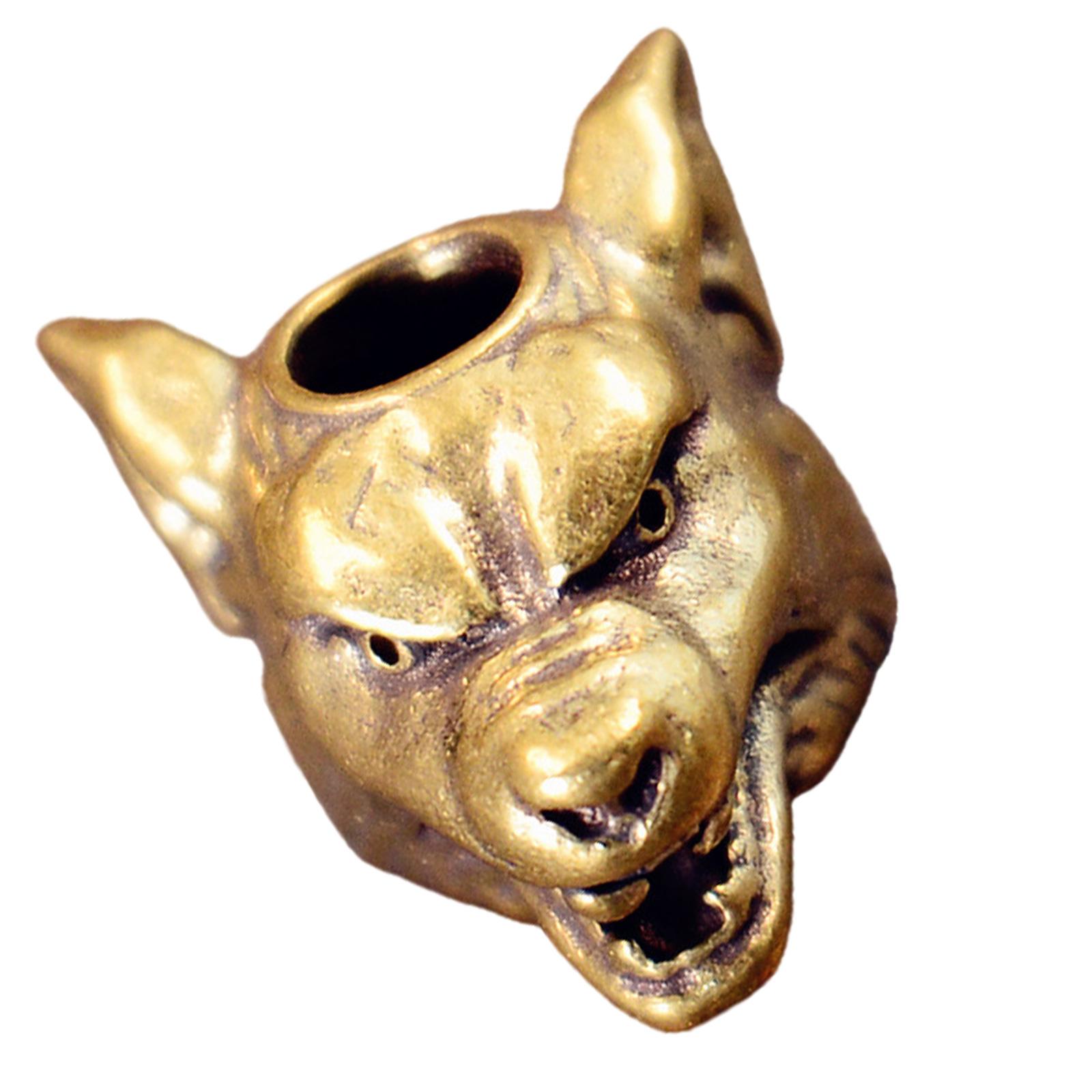 

Unique Brass Wolf Head Ornament for Backpack Decoration Stylish Paracord Keychain Pendant Jewelry Making Supplies 1