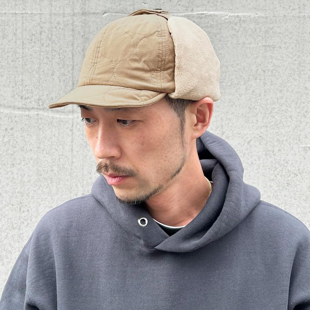 Basic Enchi Onion Quilting Short Flap Cap Hand Washable Outdoor Umpire Flap Cap A cap that can be fully washed for easy Quilted fleece lining with ear