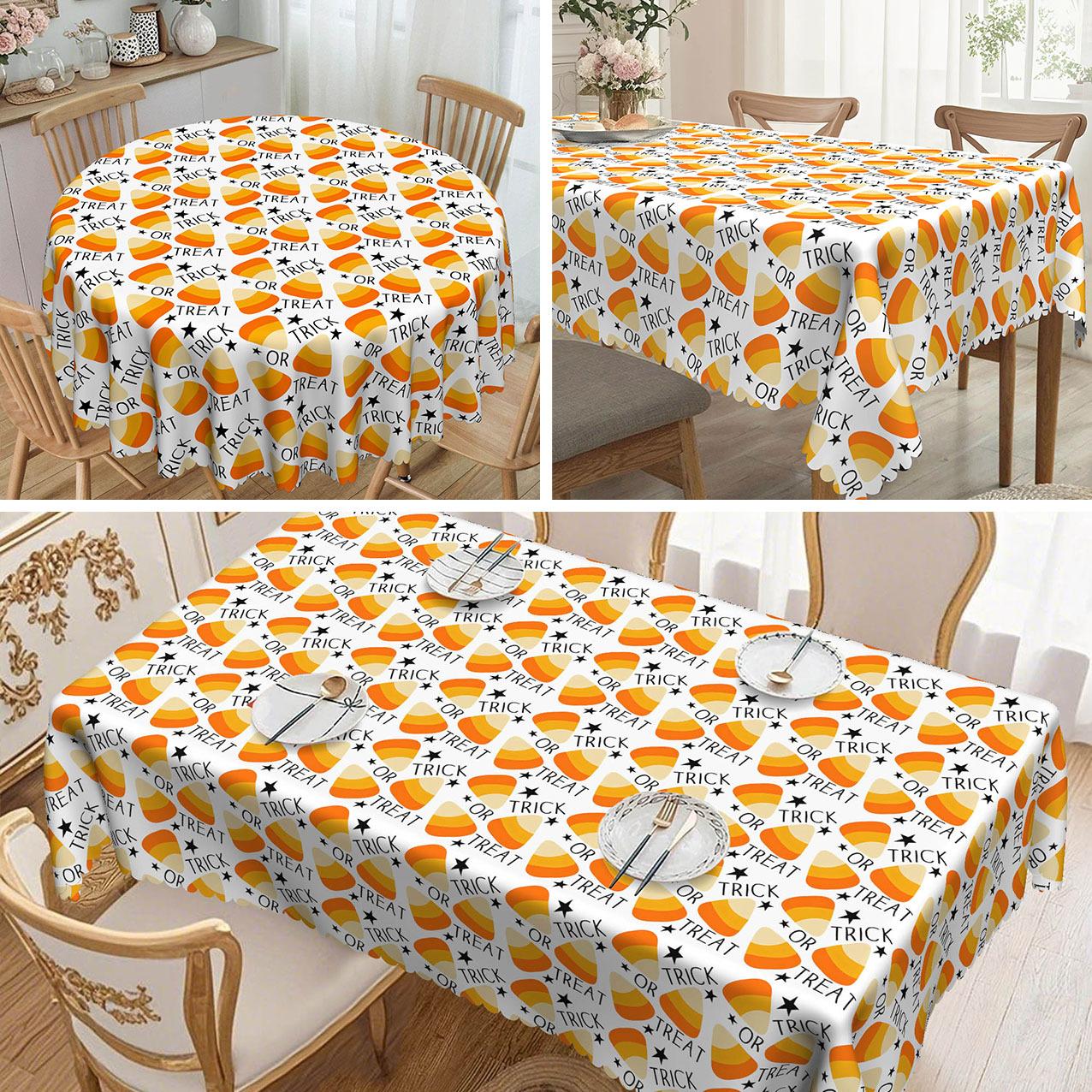 

1 Halloween-Themed Tablecloth, Candy Pattern, Round And Rectangular Tablecloth, Suitable For Home Decoration Round tablecloth-152x152cm
