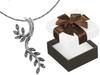 Large Silver Oxidized Women's Necklace Branch Leaves Short Choker 38 Cm