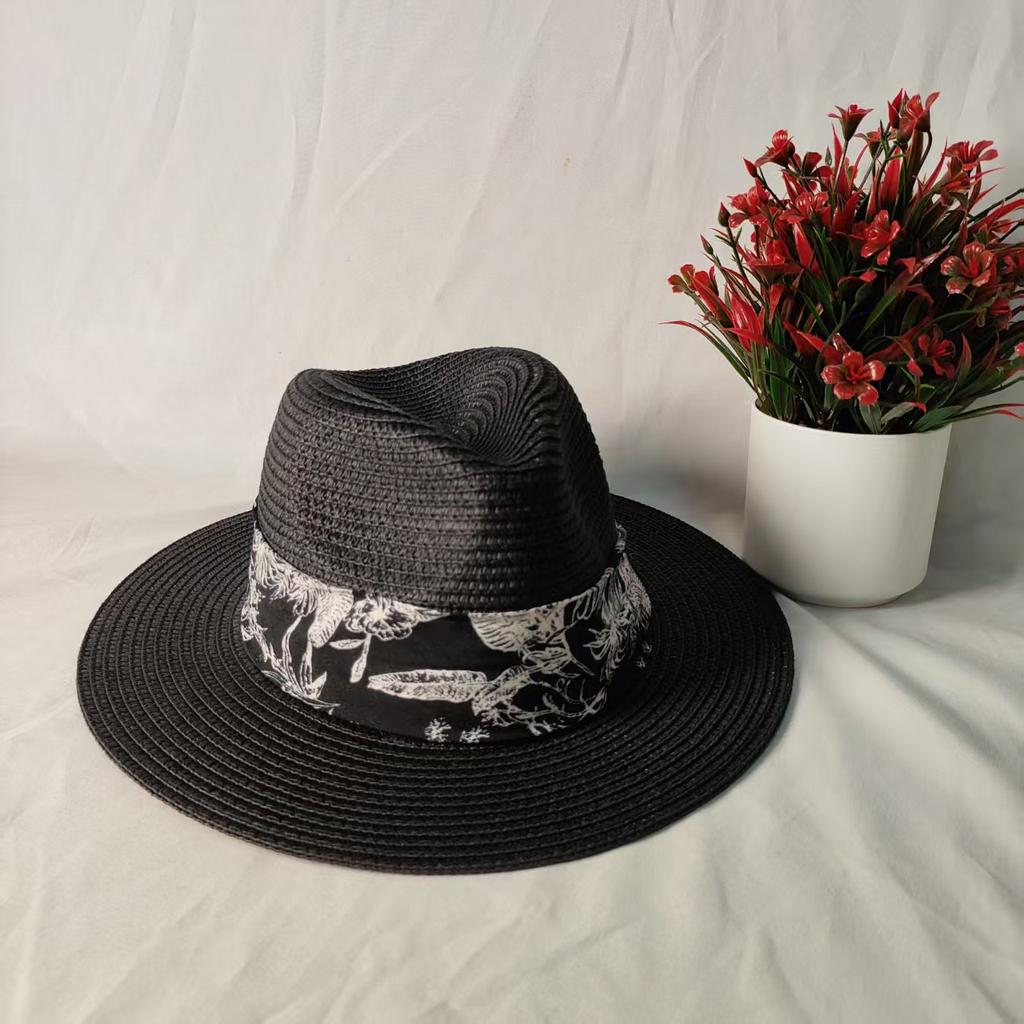 Cappello di Paglia Pieghevole da Uomo a Testa Larga Panama Estivo per Esterni Cappello da Cowboy Cappelli da Sole per Spiaggia Sabbiosa Uomo Taglia Larga Cappello Fedora