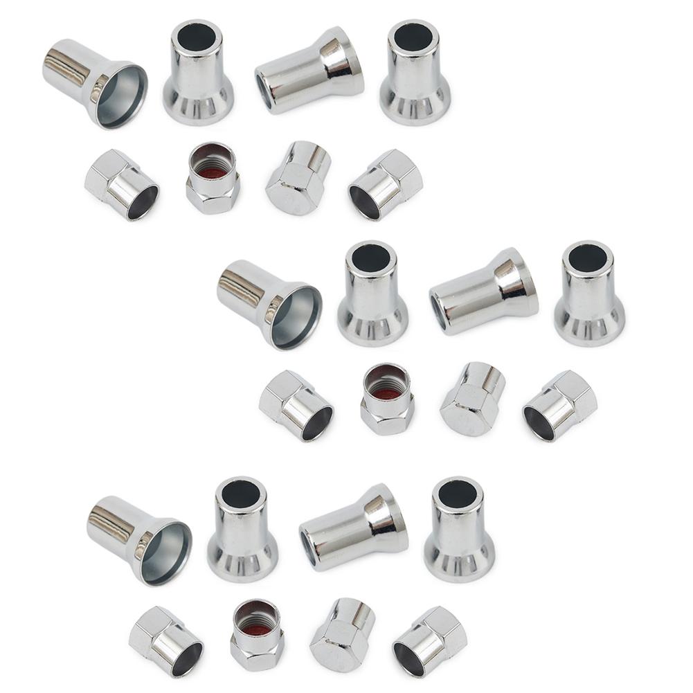 TR413 Chrome Car Truck Tire Wheel Tyre Valve Stem Hex-Cap W/ Sleeve Covers NEW