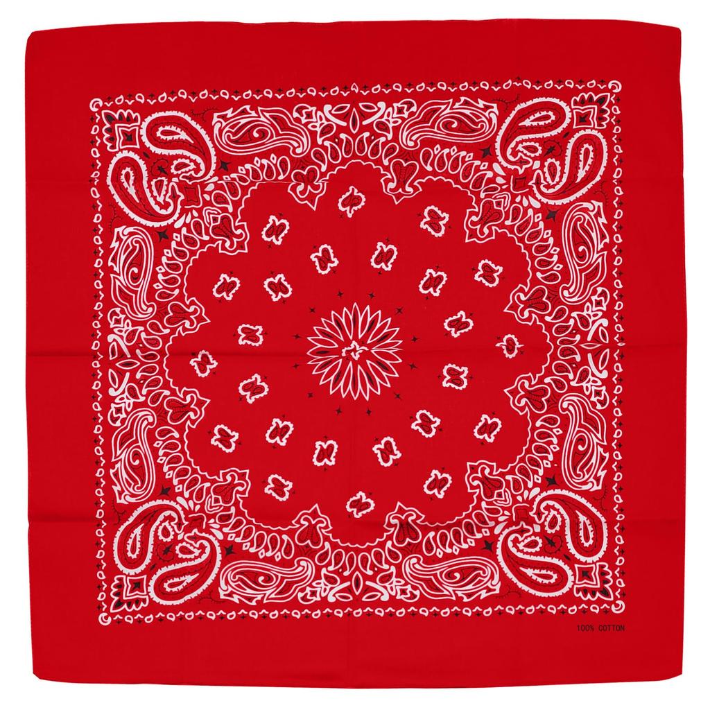 Trifong Bandana Red Paisley Men's Handkerchief 100% Cotton Adult Bandana Cashew Pattern Stylish 55cm x 55cm Red