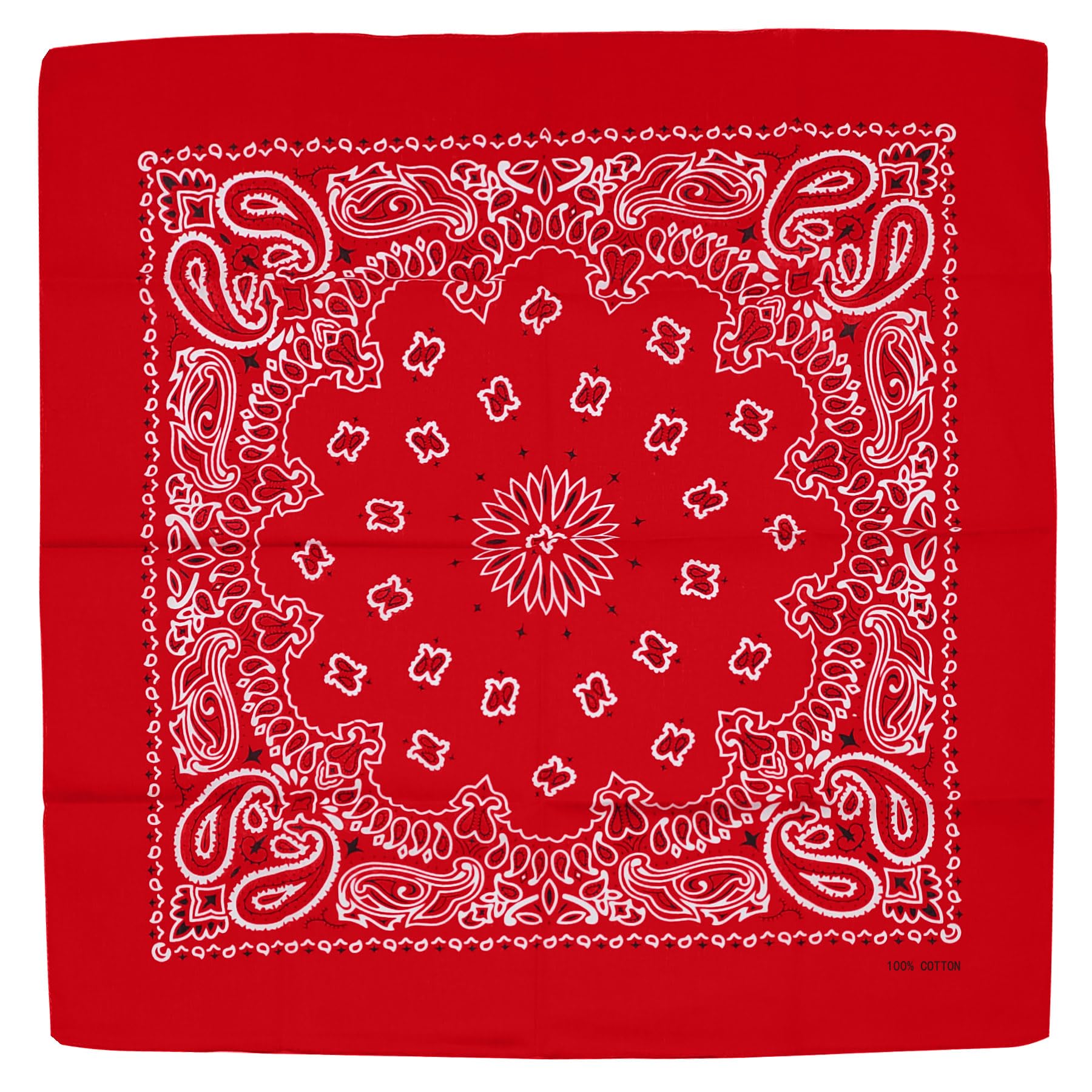 Trifong Bandana Red Paisley Men s Handkerchief 100% Cotton Adult Bandana Cashew Pattern Stylish 55cm x 55cm Red