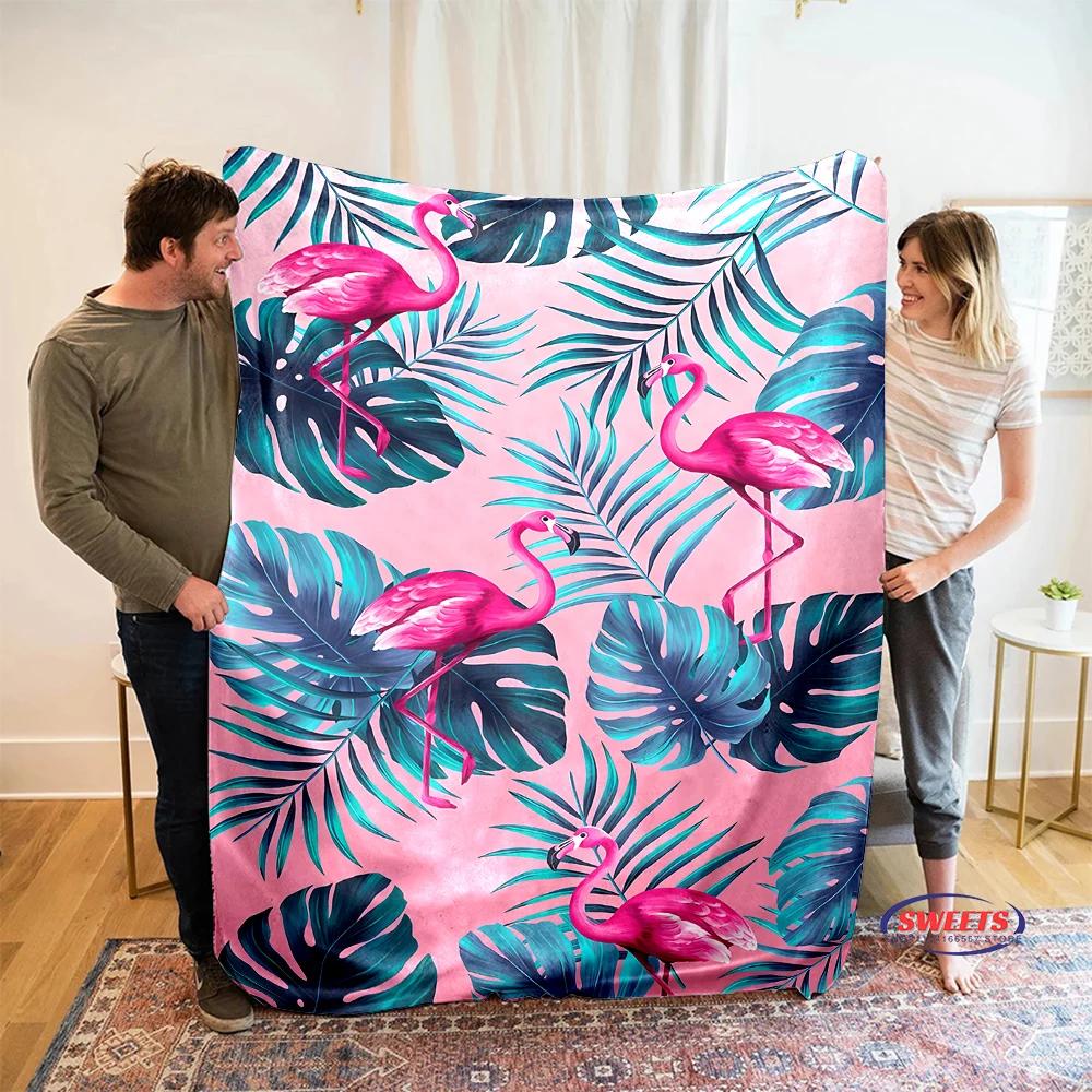 Beautiful Pink Flamingo Cartoon Soft Blanket for Bed Bedroom Sofa Picnic, Throw Blanket for Cover Outdoor Leisure Trip Nap Gifts