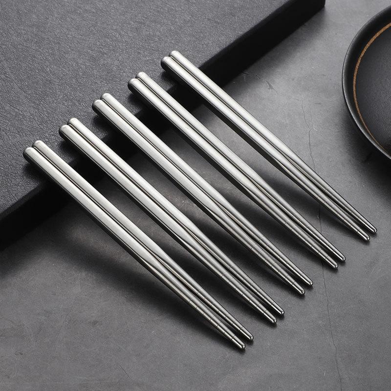 304 Stainless Steel Non-slip Children's Chopsticks - Round & Square, Portable Tableware for Home, Hotel, and Outdoor Use