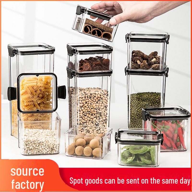 Borcane pătrate transparente pentru depozitare pentru gustări și produse uscate, plastic alimentar