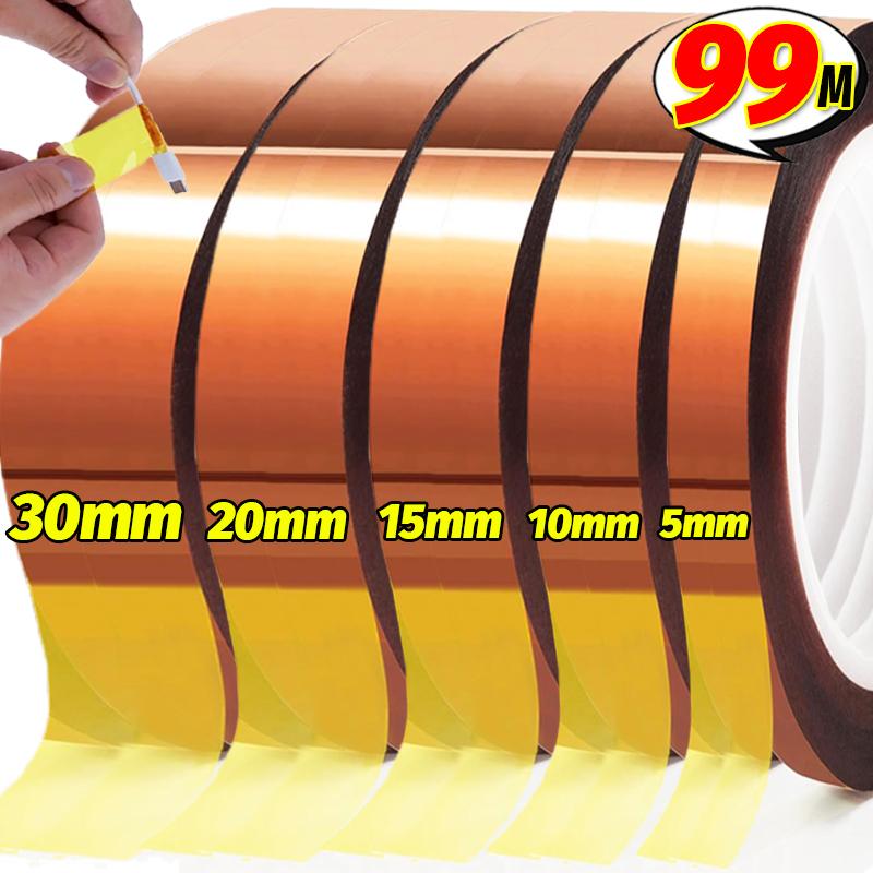 33/99M Gold High Temperature Heat Tapes Thermal Insulation Tape Electronics Board Protection PET Adhesive Insulating Tape 5-30mm