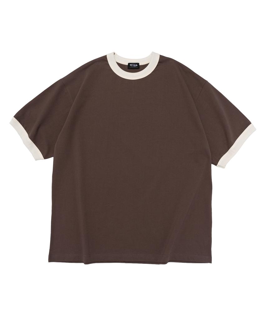 CARGOBROS Washed Oversized Ringer T-Shirt (Brown)