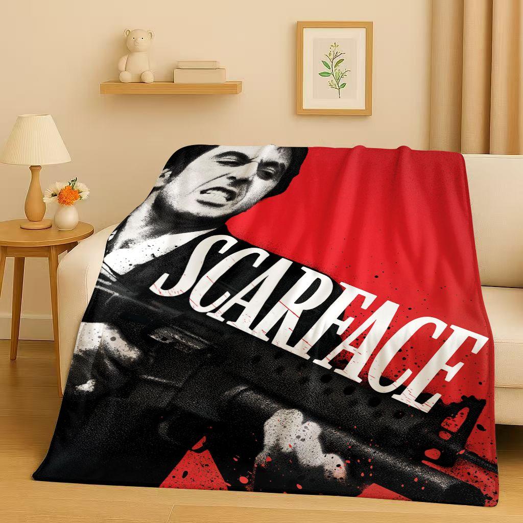 

3D Retro Scarface Tony Gang Movie Flannel Blanket,Ultra Soft Plush Throw for Home Bedroom Bed Sofa Cover Office Picnic Kids Gift 75x90cm