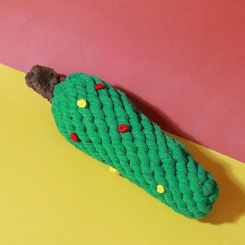 Pet Christmas Supplies Dog Toy Teeth Cleaning Rope Knot Cotton Rope Toy Cute Cartoon Chewing Toy