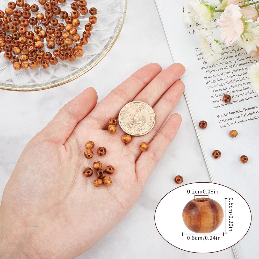 300Pcs Natural Painted Round Wood Beads Pine Spacer Beads Bracelet Clothes Decoration Jewelry Making