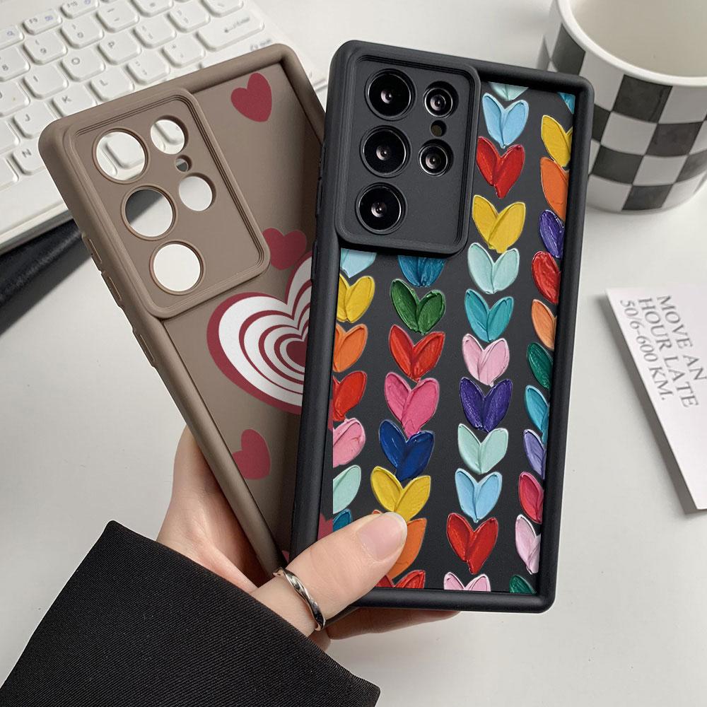Soft Case For Samsung A55 5G S25 Ultra S24 FE A54 A16 A15 A53 A35 A34 A14 A13 A06 A05 A05s A33 A25 S23 S22 Plus Love Heart Cover