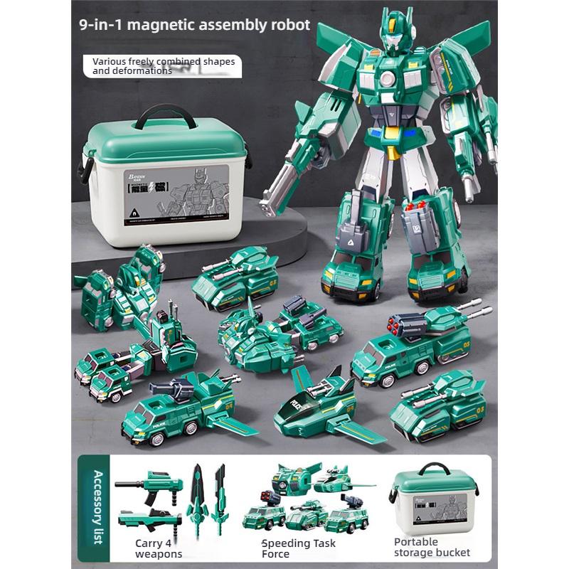 Military Vehicle Transform Robot Figure, Magnetic Mecha Model, Kids Boys Toy Gift Age 3-6