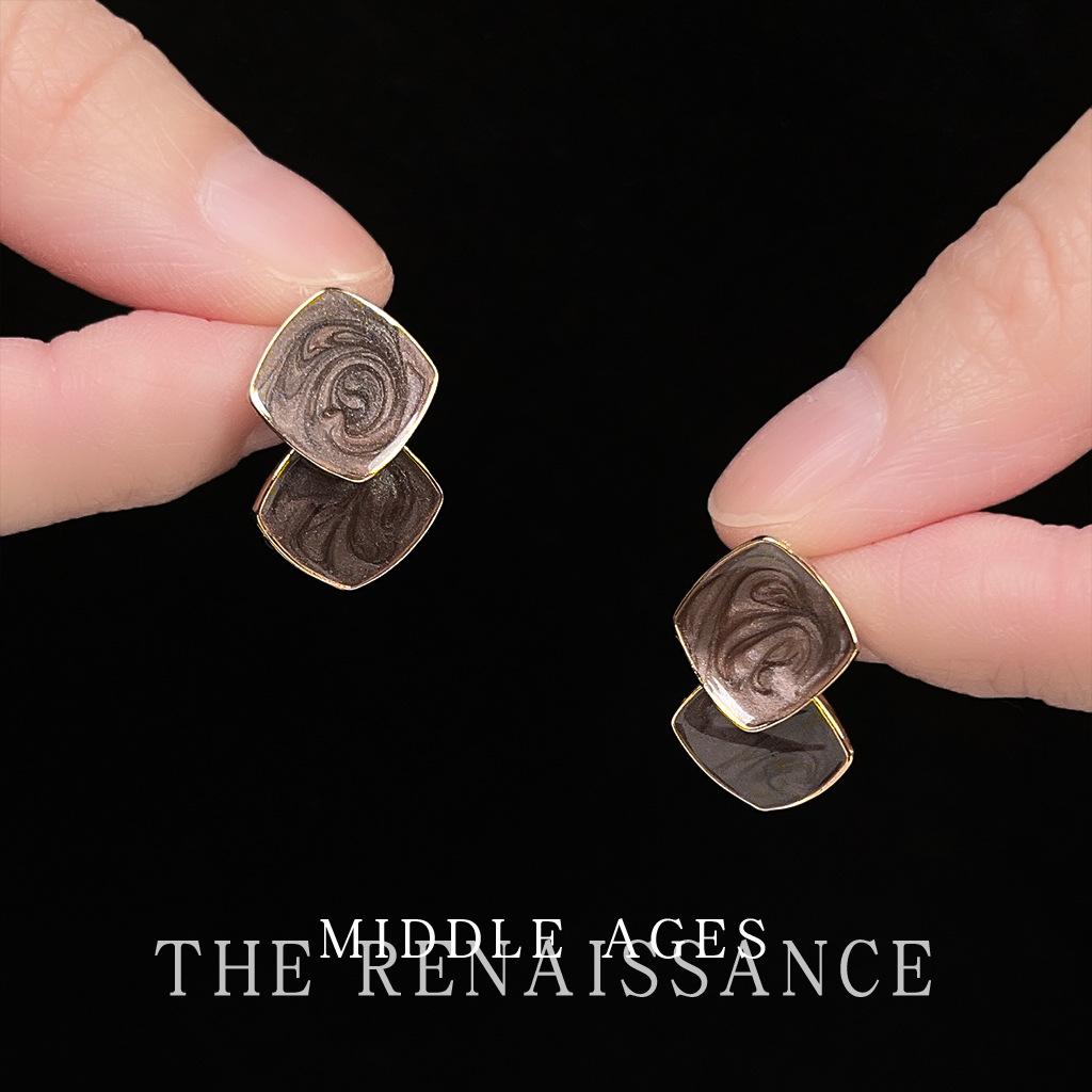 Легкие геометрические квадратные серьги-капли с глазурью в стиле Майяр, французские винтажные серьги