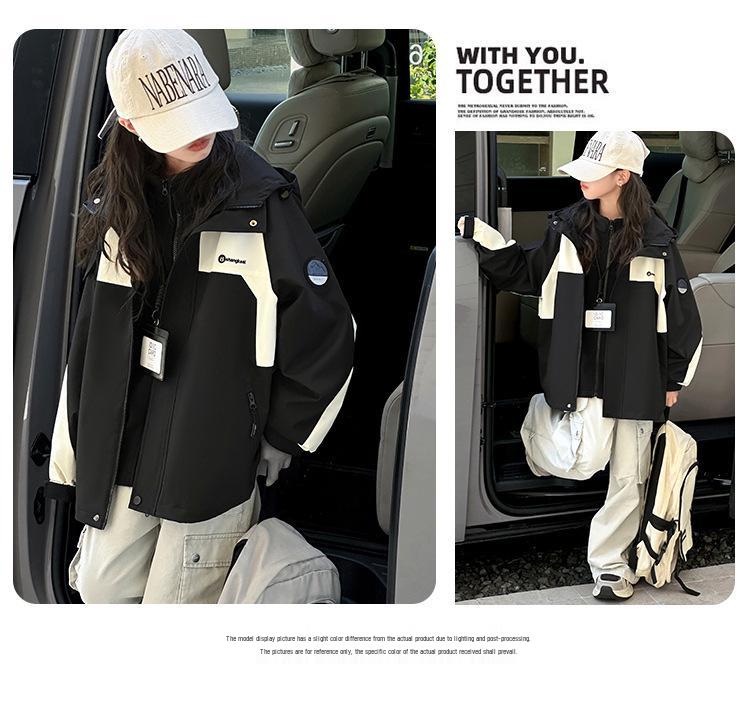 Girls' 3-in-1 Windbreaker Jacket: Autumn/Winter 2025, Large Child, Waterproof Outdoor Clothing