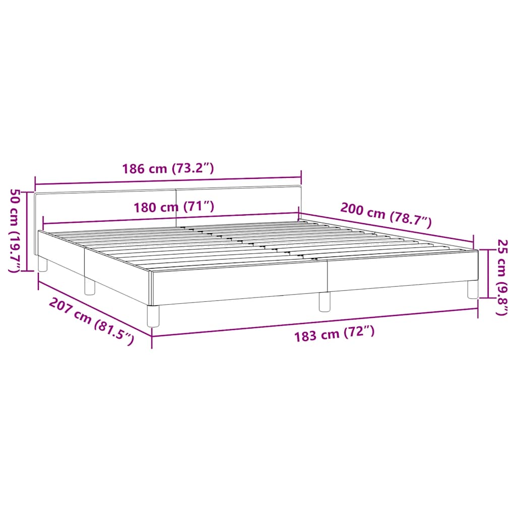 Bed Frame with Headboard without Mattress White 180 x 200 cm