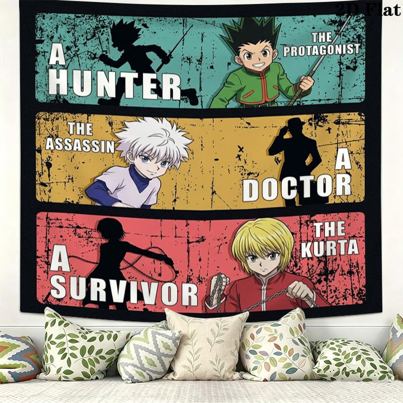 Hunter X Hunter Wall Tapestry Aesthetic Wall Hanging Printed Fabric Blanket Decorative Tapestries For Bedroom Living Room Home Decor