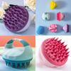 Escova de Shampoo de Silicone Portátil Manual Redonda Macia Massagem Couro Cabeludo Escova de Cabelo