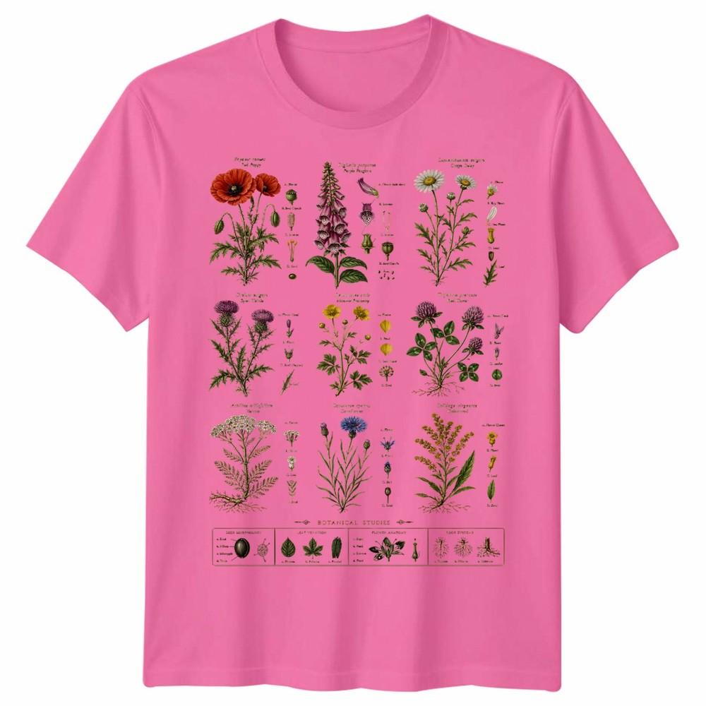 T-shirt Unisex Variazioni Floreali Fiori Selvatici Britannici Grafica Retro Cool