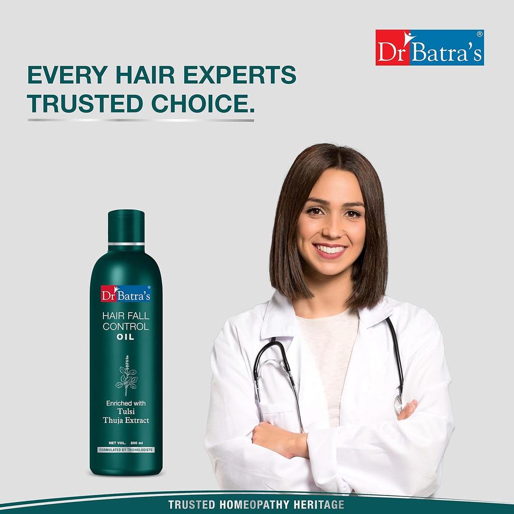 Dr Batra's Hair Fall Control Oil 200ml Pack of 1 for Healthier Scalp, Nourishment, Lightweight & Deep Cleansing