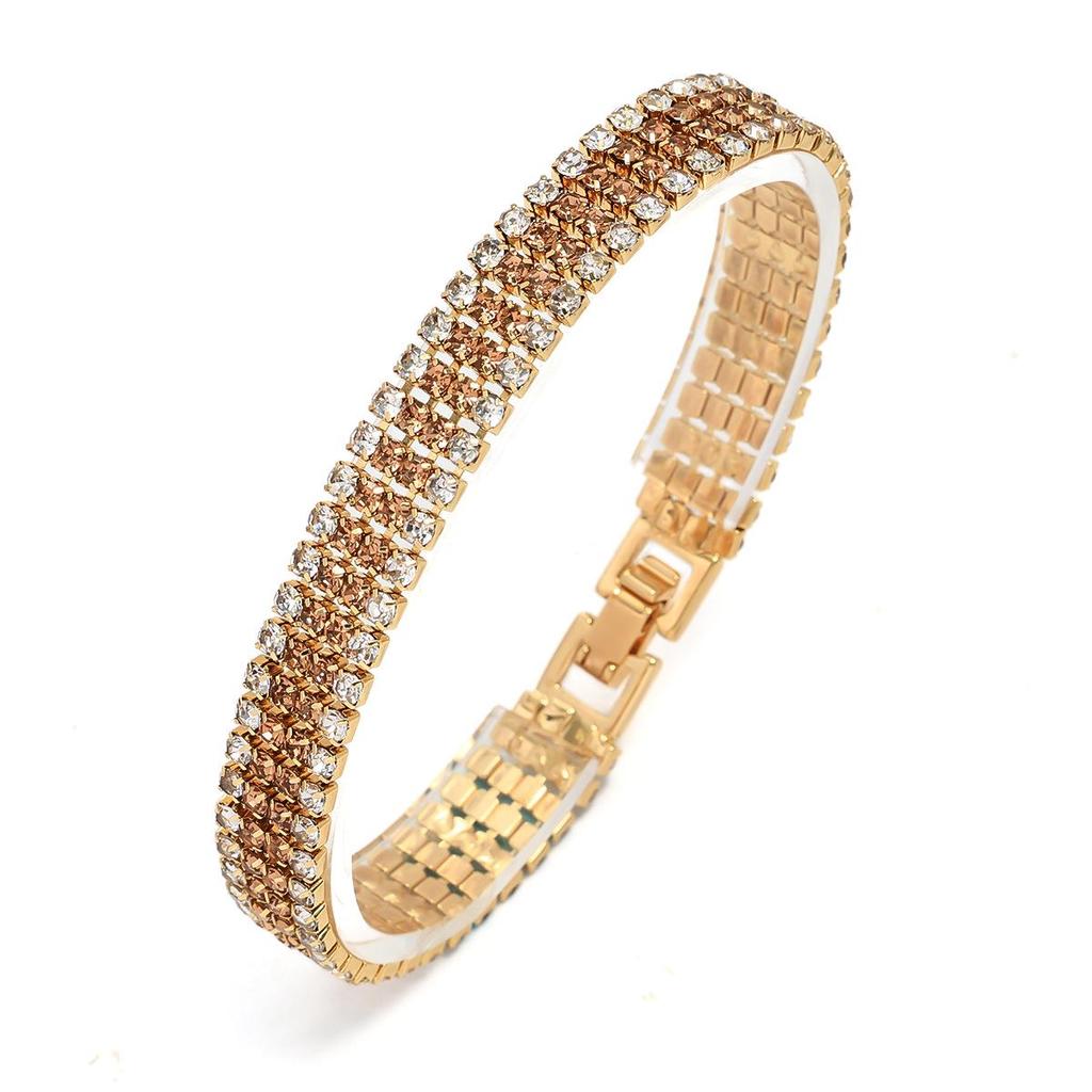 European & American Luxury Shimmering Roman Crystal Bracelet - Women's Full Diamond Claw Chain