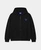 Dolphin Wave Apparel [Set] Dolphin Chain Embroidery Fleece Zip-Up Hoodie & String Pants Black