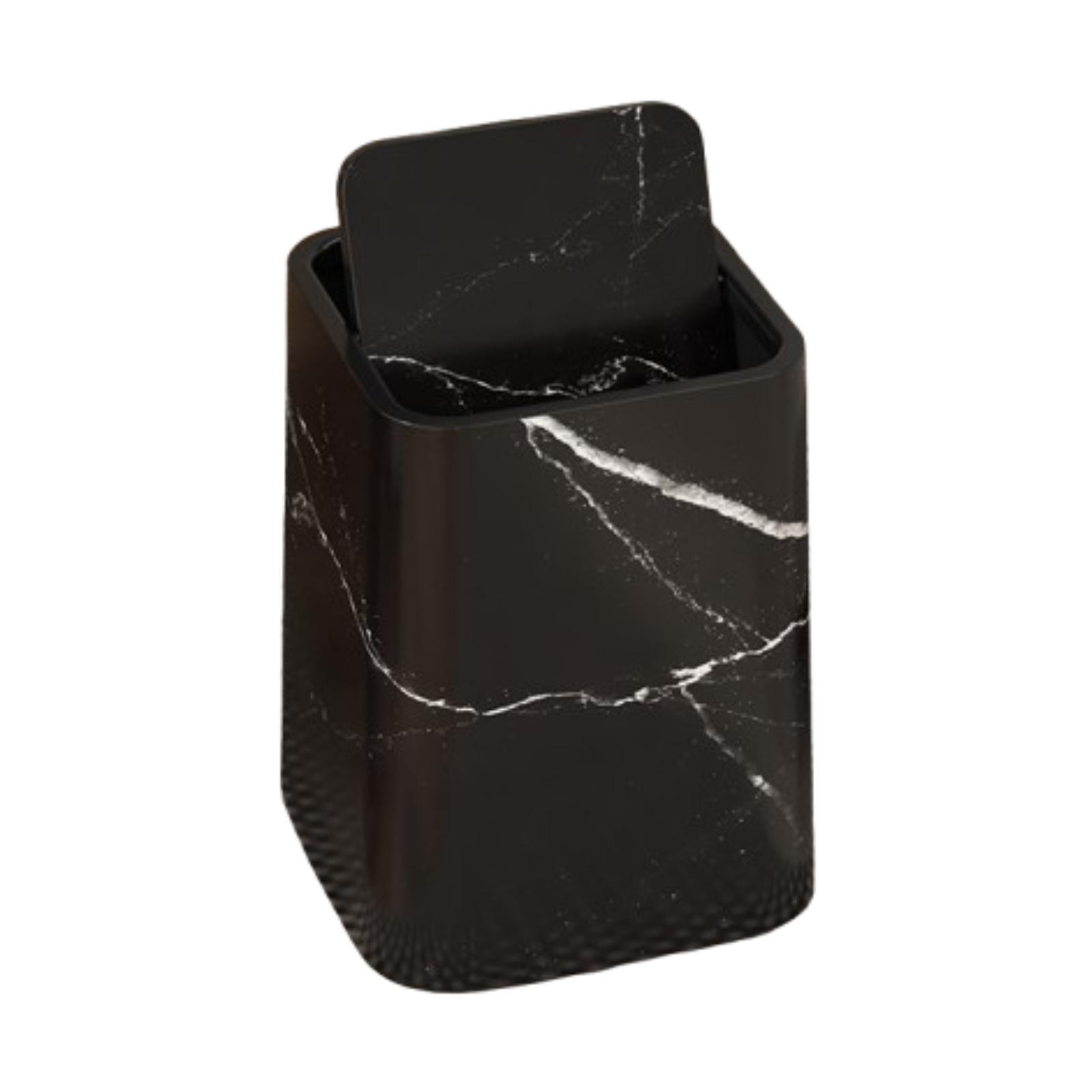

Marble Trash Bin Garbage Bin Wastebasket Paper Basket Reusable Modern Garbage Basket for Office Living Room Home Dorm Kitchen