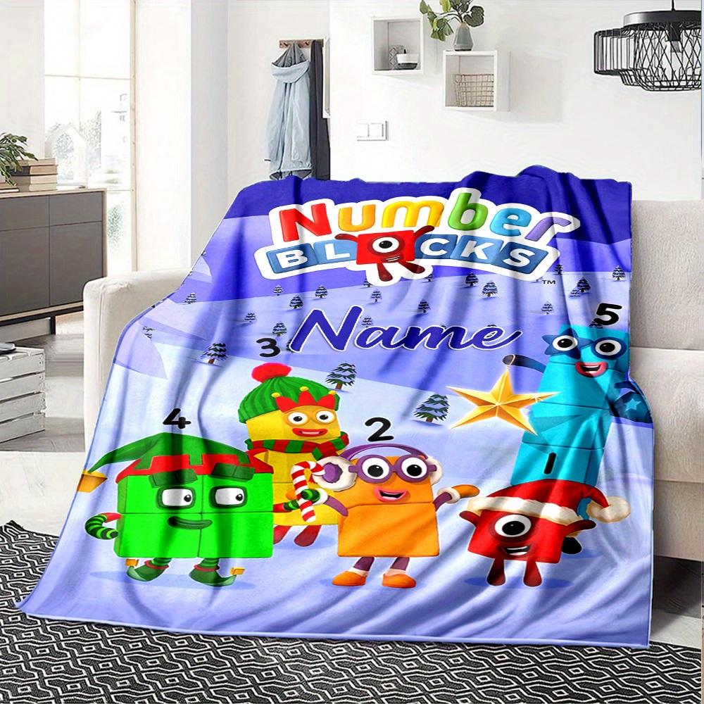 Number Blocks Characters Winter Scene Blanket With Customizable Name Comfortable In All Seasons Suitable For Sofas Beds Travel Camping And Office