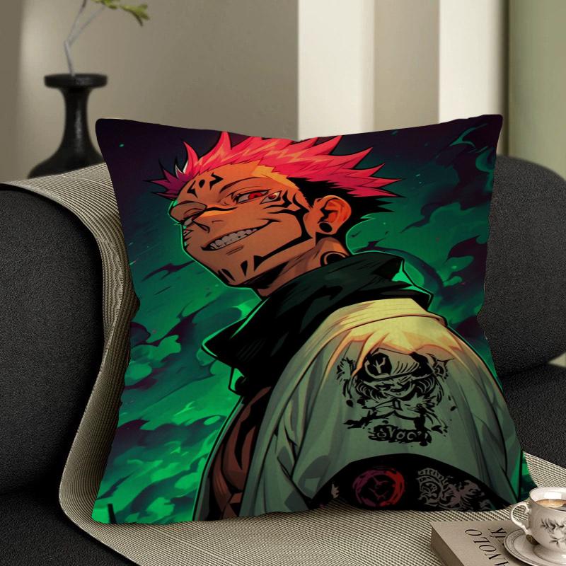 Poduszka Anime R-Ryomen S-Sukuna Poduszka Anime Pokrowiec na Poszewkę Poduszki na Kanapę Łóżko Zagłówek Pokrowiec na Poduszkę 45x45 Cm Modny