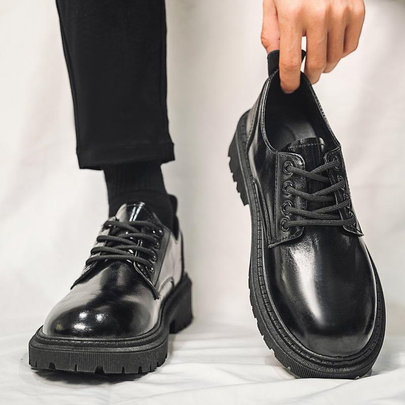 New autumn British style black thick-soled waterproof and wear-resistant business dress casual wedding leather shoes