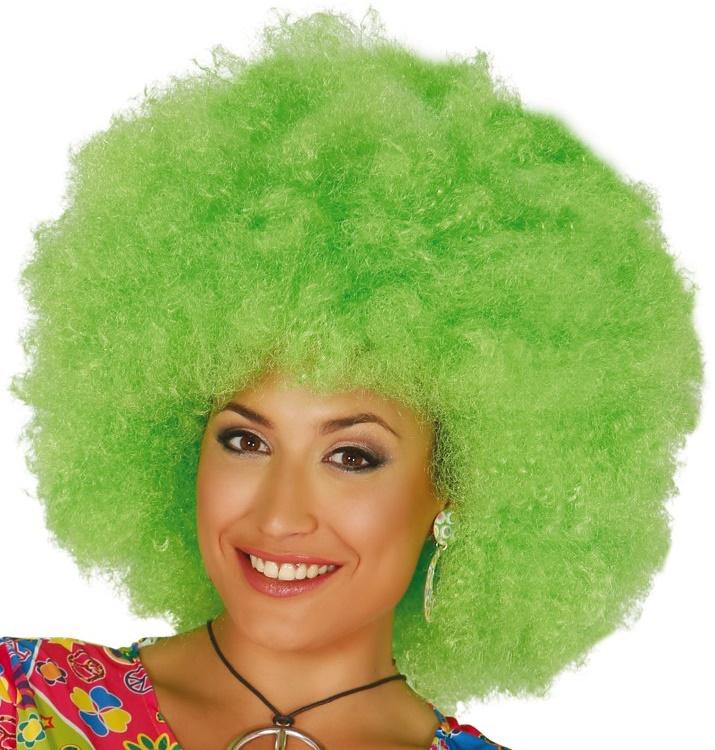 Clown Wig Green Afro Curls Disco 80s