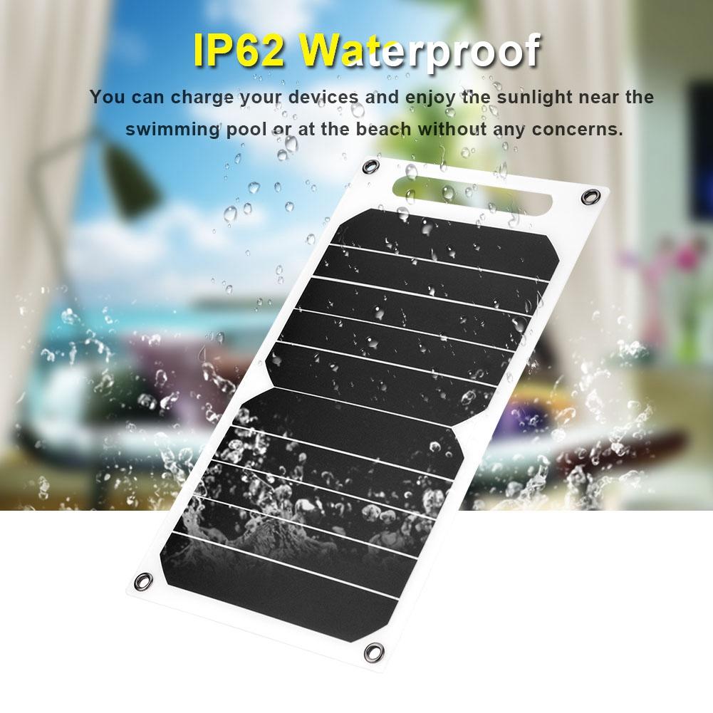 IP62 Waterproof Portable 10W Outdoor USB Solar Panel Mobile Power Charger High Efficiency