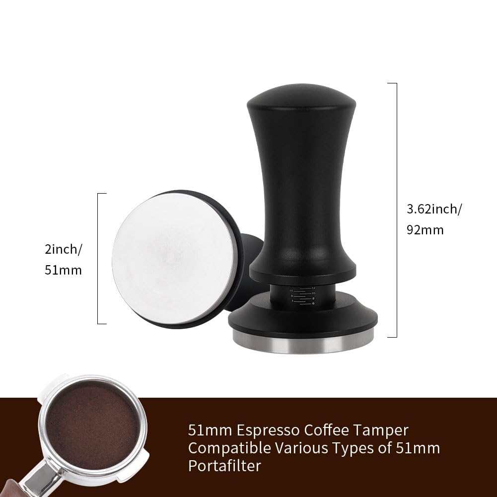 watchget Tamper, Espresso Maker Coffee Tamper, Calibrated Tamper with 30lb Constant Pressure Spring and Flat Base, Espresso Machine Coffee Dispensing