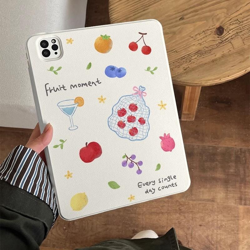 Acrylic IPad Pro 2021 Case With Mesh Fruit Design Pen Slot Magnetic Detachable Cover 11in 13in Tablet