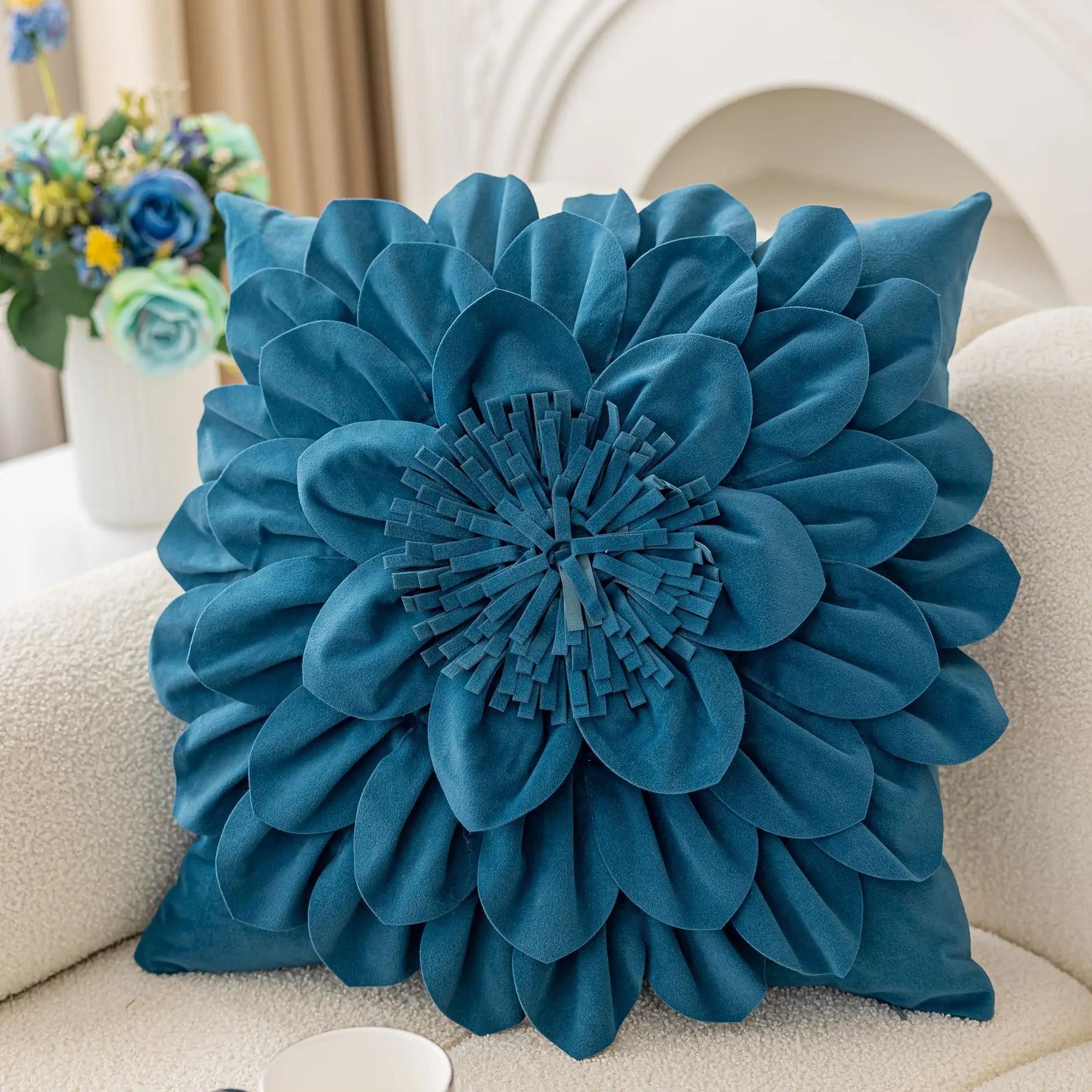 

Новая Рождественская Наволочка Красная Зеленая 3D Цветочная С Рюшами Края Лоскутная Наволочка Бархатная Однотонная Декоративная 50x50cm 1pcs