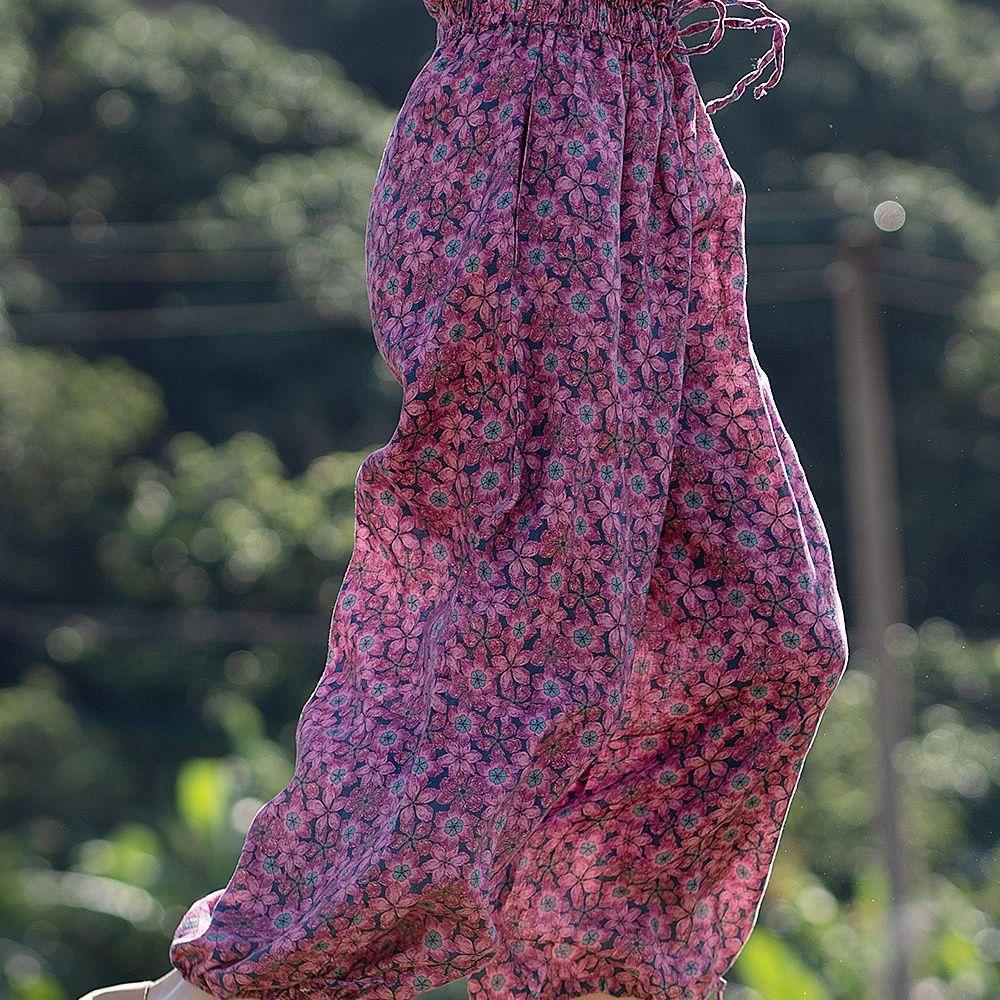 

Весенне-осенние льняные брюки-фонарики с принтом, кулиской на талии и оборкой по краю, свободные брюки с подвеской для йоги и повседневной носки L