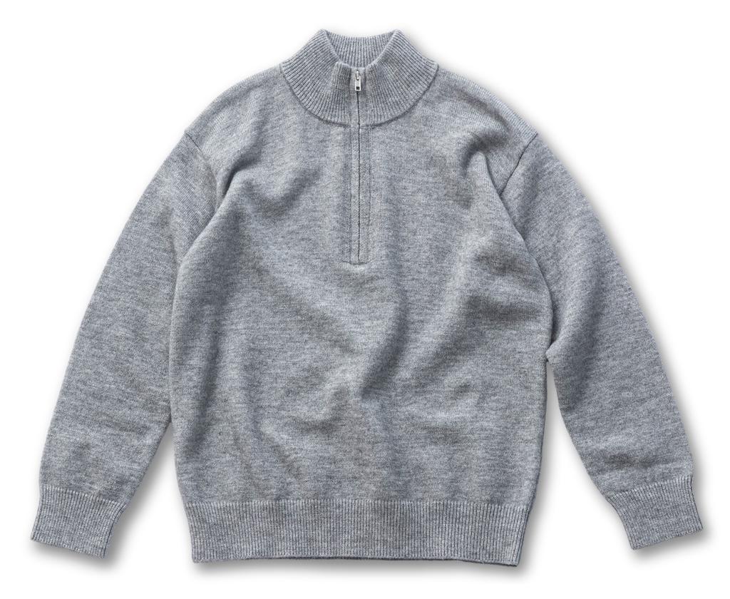 Beullumeol Pbt Wool Half Zip-Up Neck Knit - Melange Grey