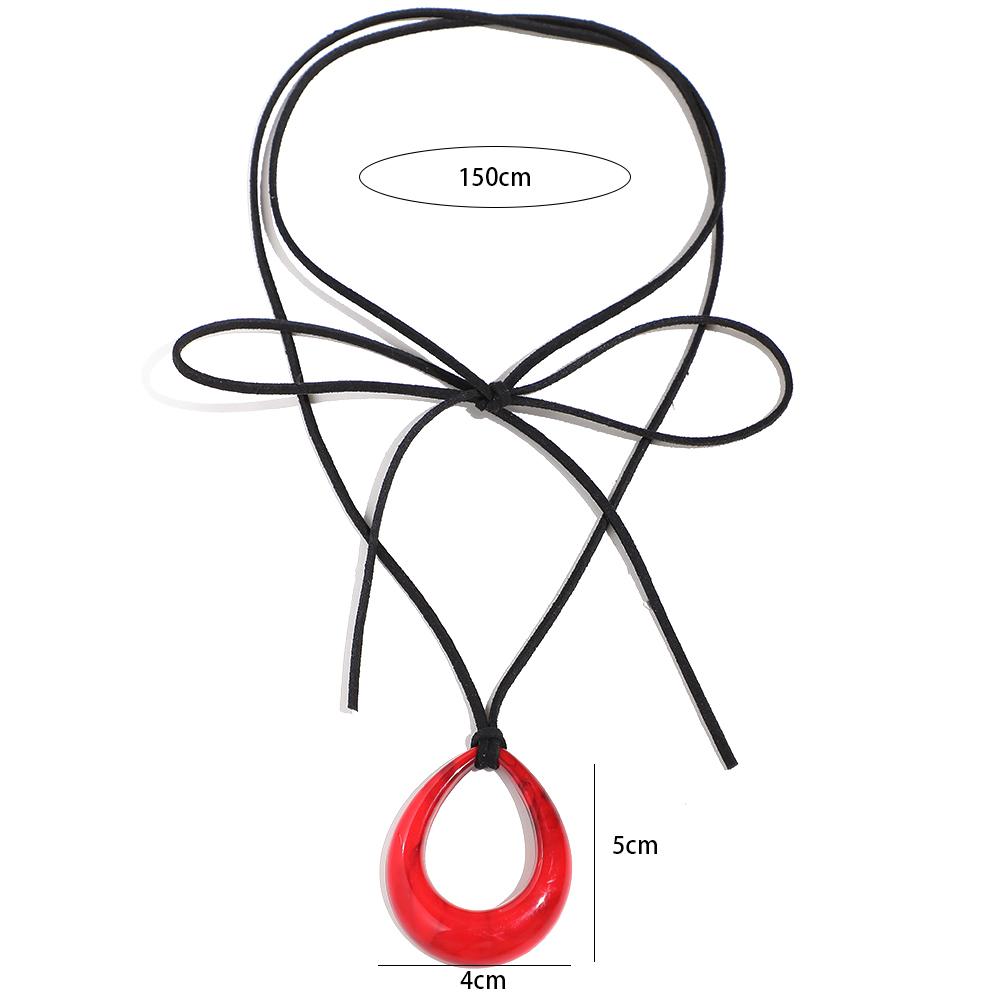 Diy T-Shirt Sweater Chain Vintage Water Drop Pendant Necklace Women Gothic Black Leather Wax Thread Rope Choker Necklace
