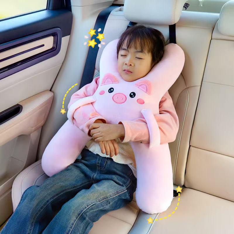 Children's Car Seat Headrest: Cute Cartoon Anti-Neck Support Pillow for Sleeping
