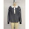Autumn Winter Women Sweater Ladies Tops Vertical Stripes Lapel Knit sweater Women