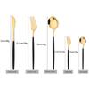 30Pcs Black Gold Cutlery Set Mirror Stainless Steel Dinnerware Knife Teaspoon Fork Dinner Tableware Set Western Kitchen Flatware