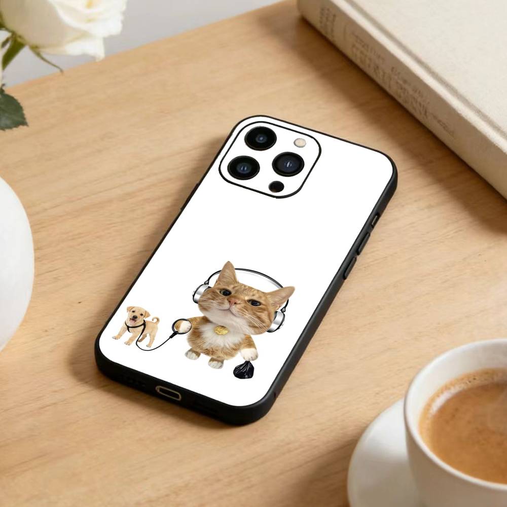 Goofy Cool Cats Big Eyes Phone Case For iPhone 17 16 15 14 13 12 Max Plus Silicone Black Cover