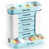 7-Day Large Capacity Portable Pill Organizer with Removable Daily Compartments - Weekly Medication Planner,Easy Visibility