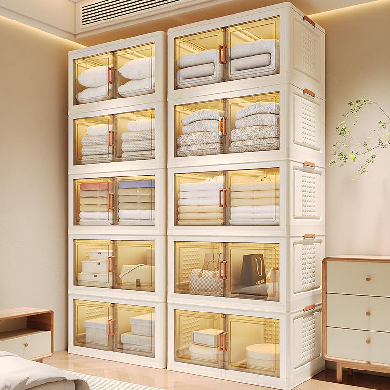 Folding Multi-layer Storage Cabinet for Clothes, Quilts, and Toys - No Installation Needed