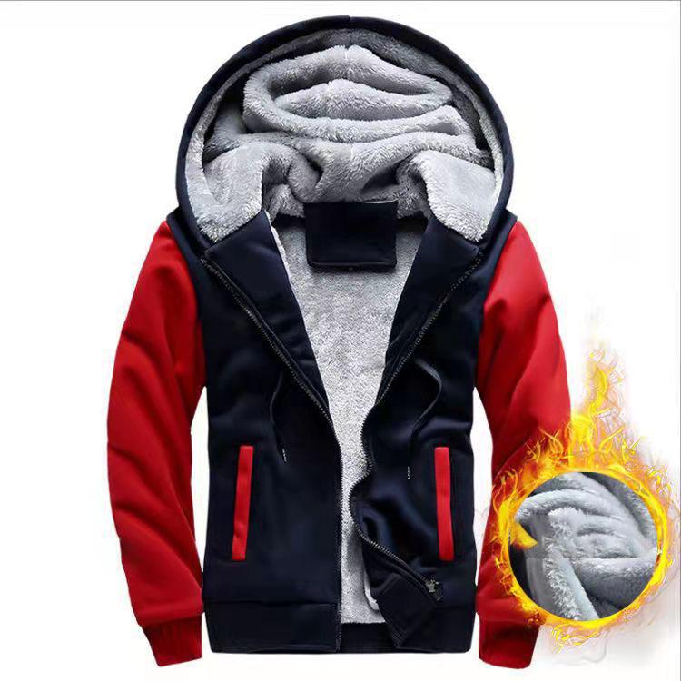 Autumn Winter Hoodies Men Warm Jacket Thick Men's Hooded Sweatshirt Male Warm Fur Liner Sportswear Tracksuits Mens Coat
