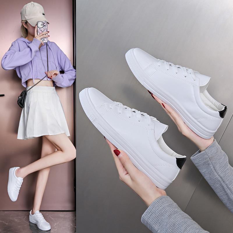 2024 Women's Korean Style Casual White Running Shoes - Autumn/Winter Trendy Flat Sole