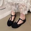 Literary And Retro Suede Shallow Single Shoes For Women Spring Korean Heightened Low-heeled Mary Jane Shoes